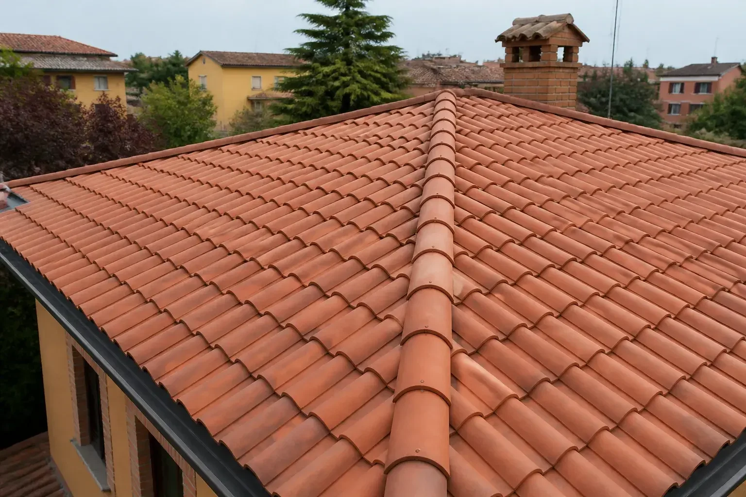 Riparazione tetto completata su una casa familiare di Bologna.